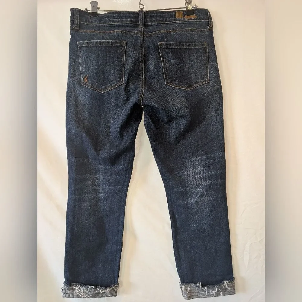 Kut from the‎ Kloth Emma Ankle Straight Leg Dark Blur Distressed Raw Hem 6 vguc